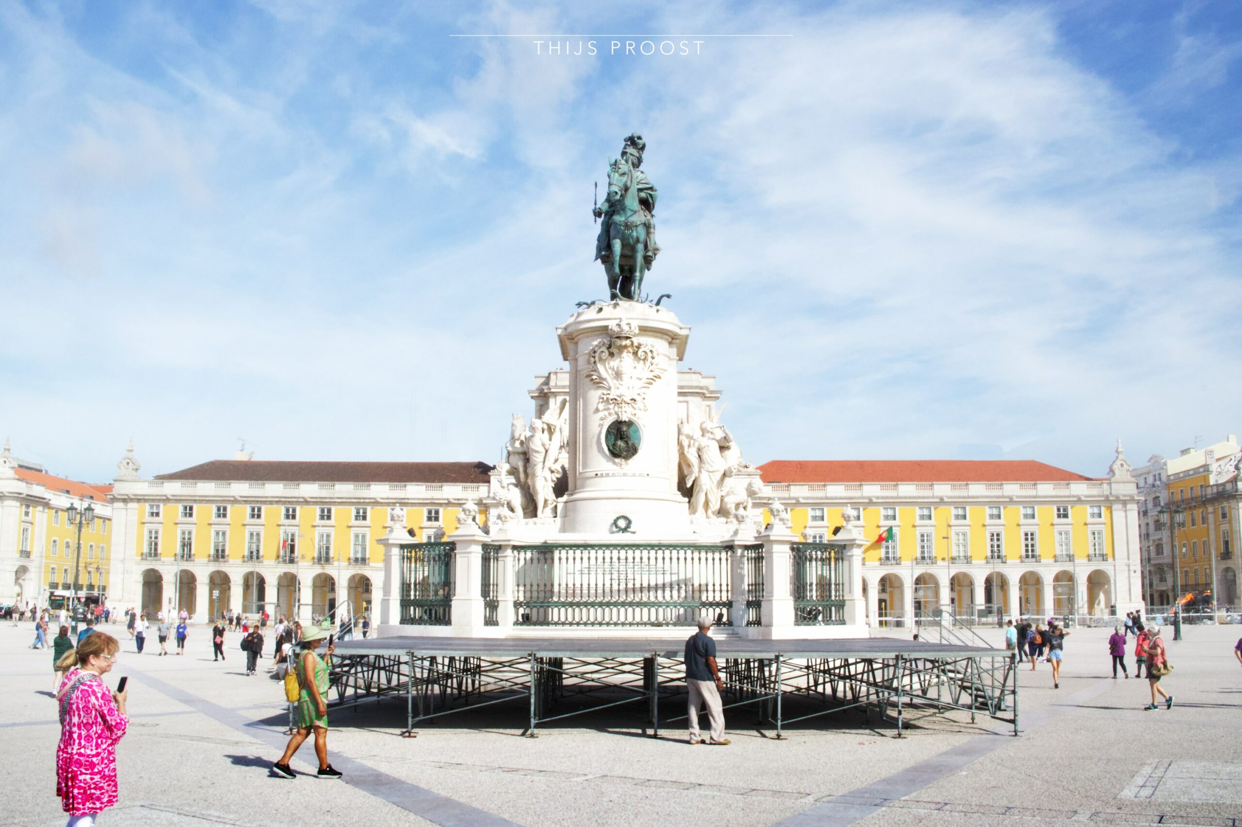A view on the Statue of D. José I on Praça do comércio in Lisbon Portugal on a clear day.